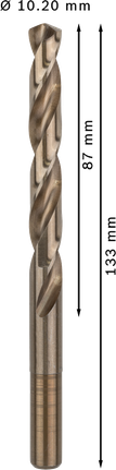 Bosch PRO HSS-Co twist drill bit 10.2 mm for stainless steel., Spiralbohrer, Metallbohrer, 8-mm-Bohrer, Rundschaft, Bronzefarben