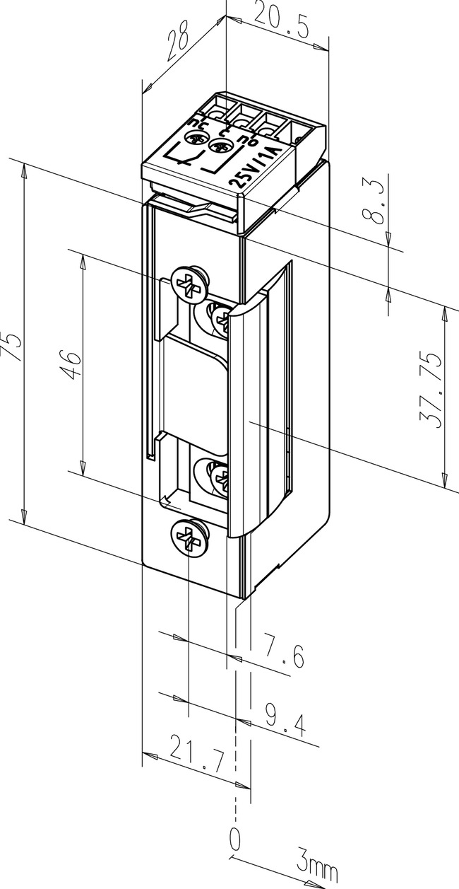 eff-eff ASSA ABLOY Elektro-Türöffner 3705RR-02135F91 24V DC Ruhestrom mit Diode und Rückmeldekontakt