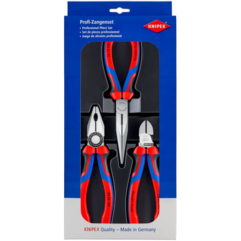 Knipex Montage-Paket 00 20 11 3-teilig mit Kombizange, Seitenschneider, Flachrundzange