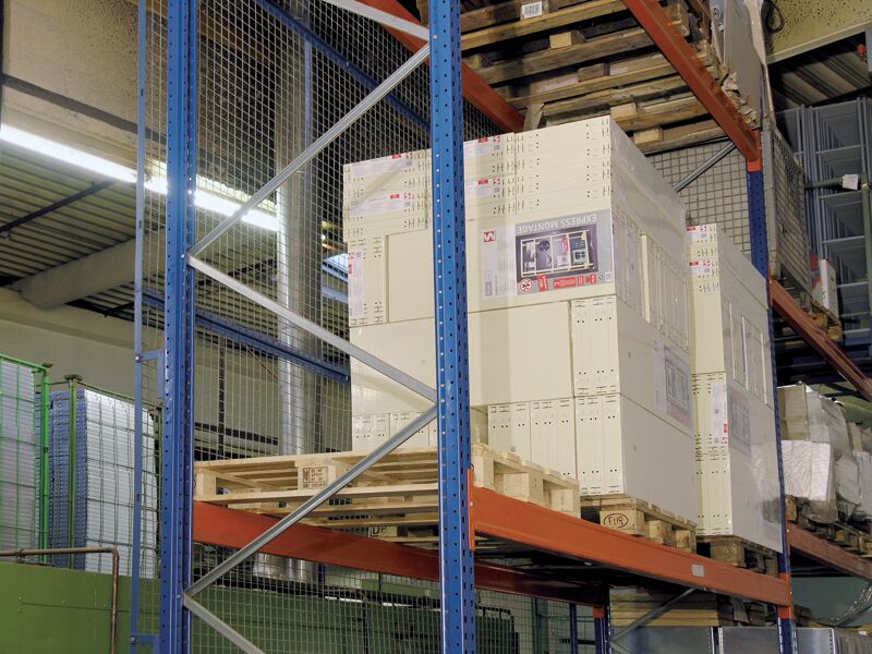 Schulte Palettenregal-Drahtgitter-Rückwand S610-M18 1500x3300mm blau/verzinkt 50x50mm Masche