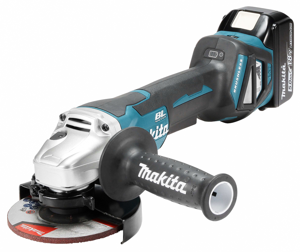 Makita DGA515RTJ Akku-Winkelschleifer 18V 125mm mit Paddelschalter, ADT, AFT