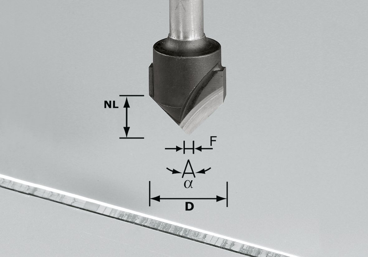V-Nutfräser HW S8 D18-90°/Alu