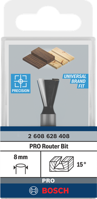 PRO Router Bit, Oberfräser, 8-mm-Schaft, 15°-Fase, Bosch