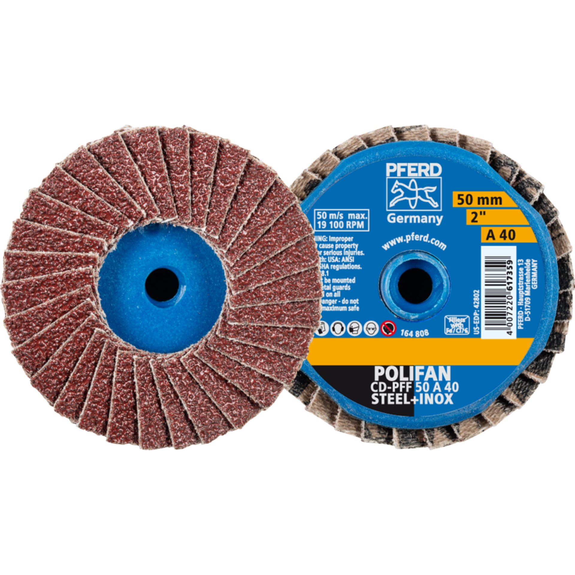 Pferd COMBIDISC Korund Mini-POLIFAN CD Ø 50mm A40 für universelle Anwendungen