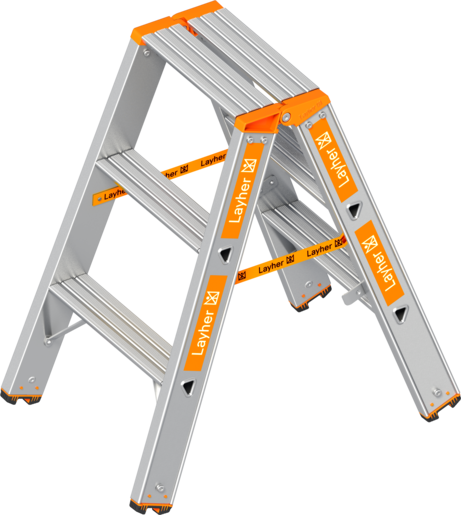 Layher Stufenstehleiter TOPIC 1043 2x3 Stufen Aluminium beidseitig begehbar klappbar