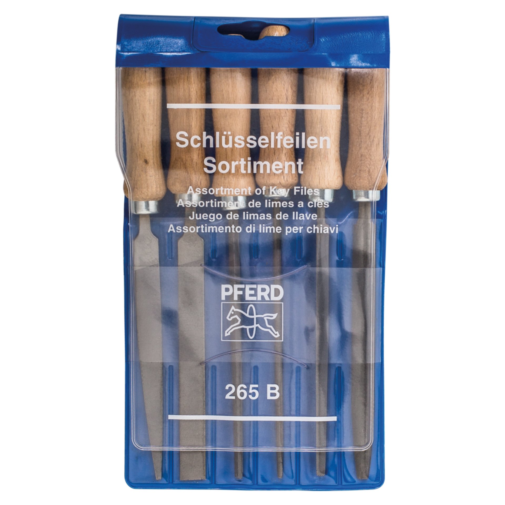 Pferd Schlüsselfeilen-Set mit Holzheft 6-tlg. 100mm Hieb 2 für filigrane