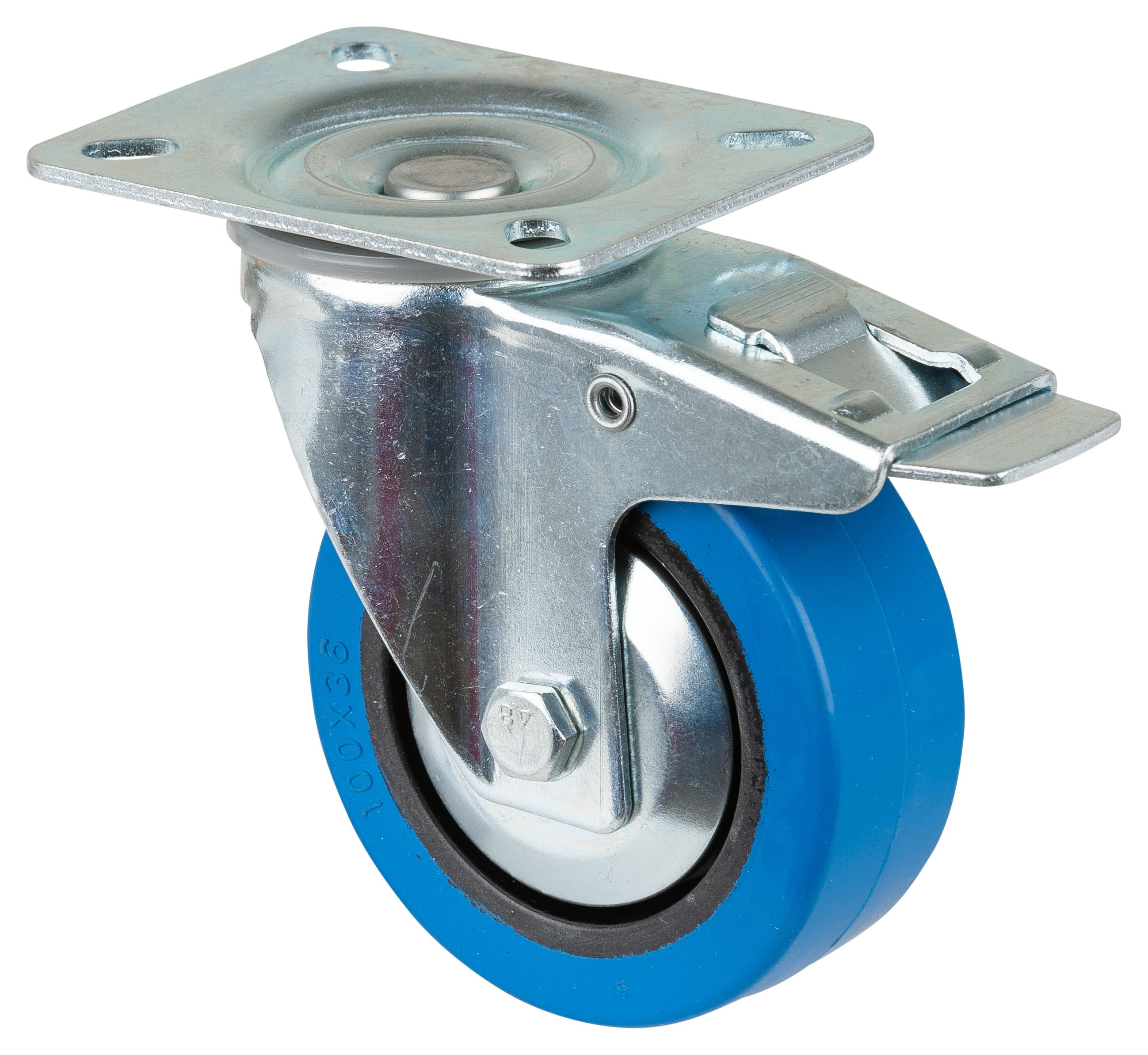 BS Rollen Transportrolle L520.B61.101 Lenkrolle mit Feststeller 100mm Elastik blau