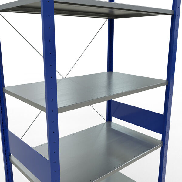 Schulte Fachbodenregal Stecksystem MULTIplus150 Grundregal 3000x1000x600mm 7 Fachböden 150kg Fachlast RAL 5010/verzinkt