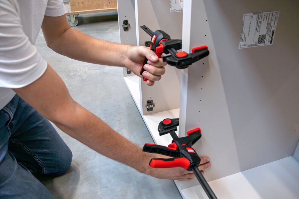 Bessey Einhand-Tischzwinge EZR360-15SET mit drehbarem Griff für Führungsschienen