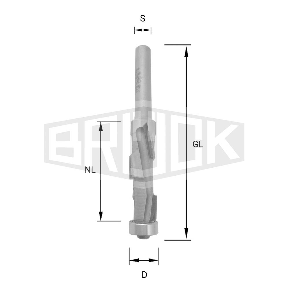 Brück DP-Bündigfräser mit Kugellager, Schaft 8 mm