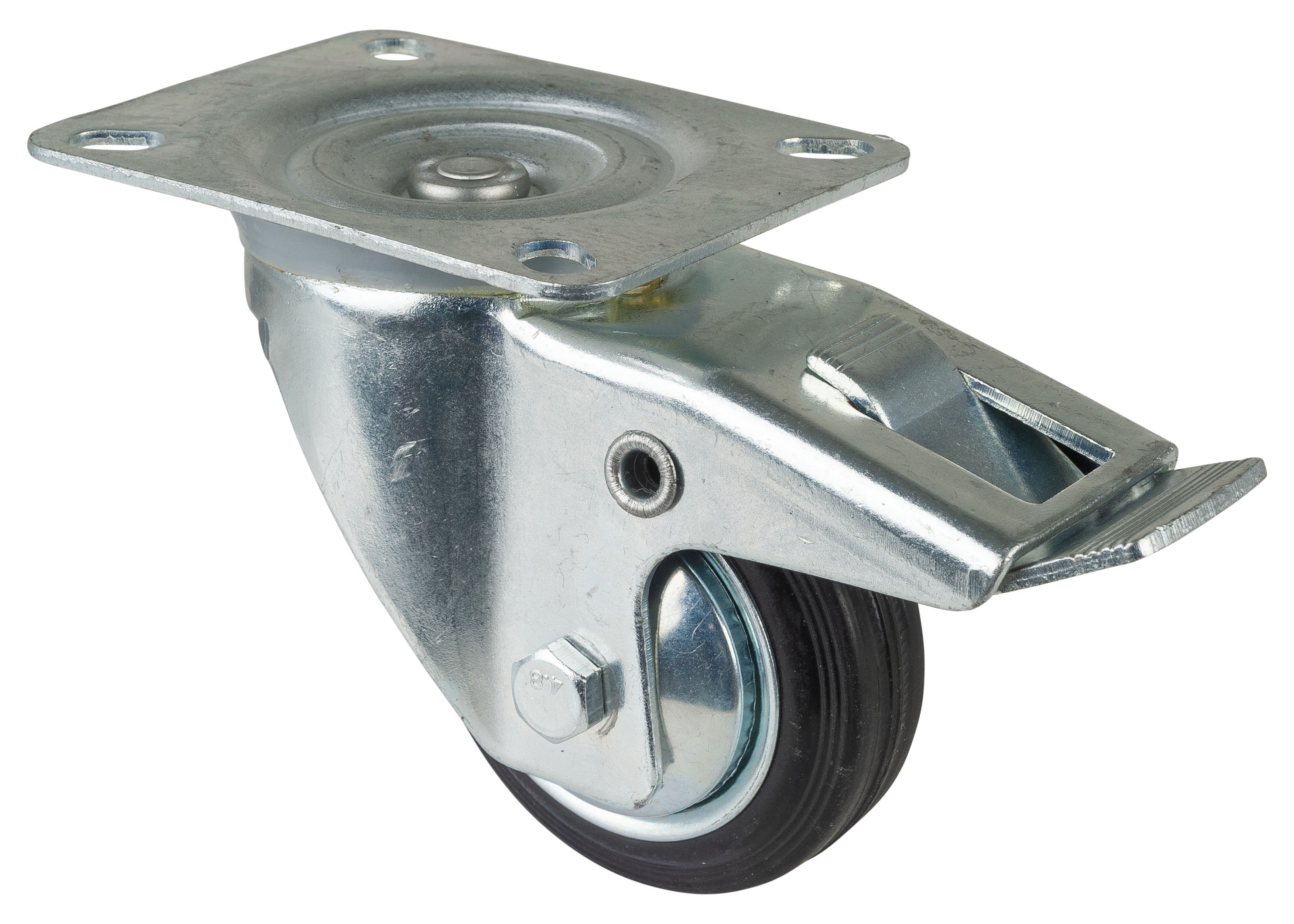 BS Rollen Transportrolle L420.B55.081 Lenkrolle mit Totalfeststeller 80mm Gummirad Stahlfelge
