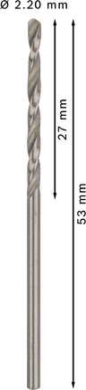 Bosch PRO Metal HSS-G Twist Drill Bit 2.2 mm., Spiralbohrer, Metallbohrer, 2 mm, Silberfarben, Spiralnut