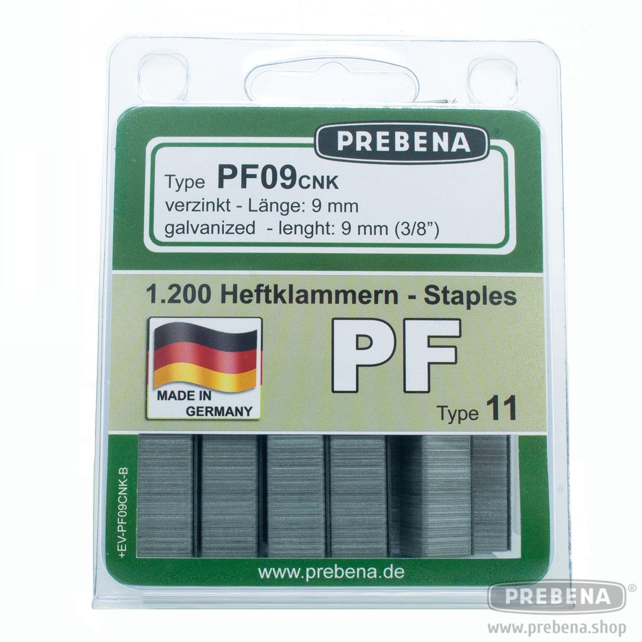Prebena PF09CNK-B Heftklammern im Blister verzinkt 9mm Länge 1200 Stück