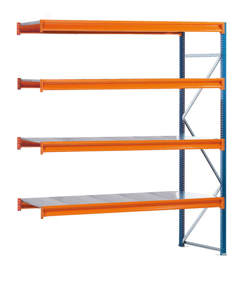 Schulte Lagertechnik Weitspannregal W100 Anbauregal 2500x1785x800 mm 4 Ebenen Stahlpaneele Fachlast 670kg