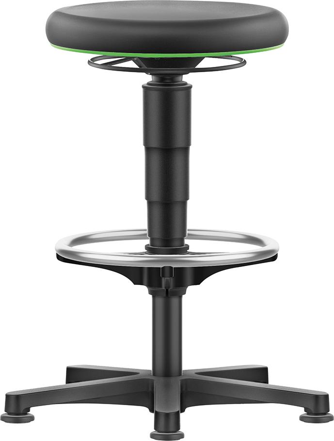 bimos Drehhocker Integralschaum Sitzhöhe 530 - 750 mm mit Gleiter und Fußring