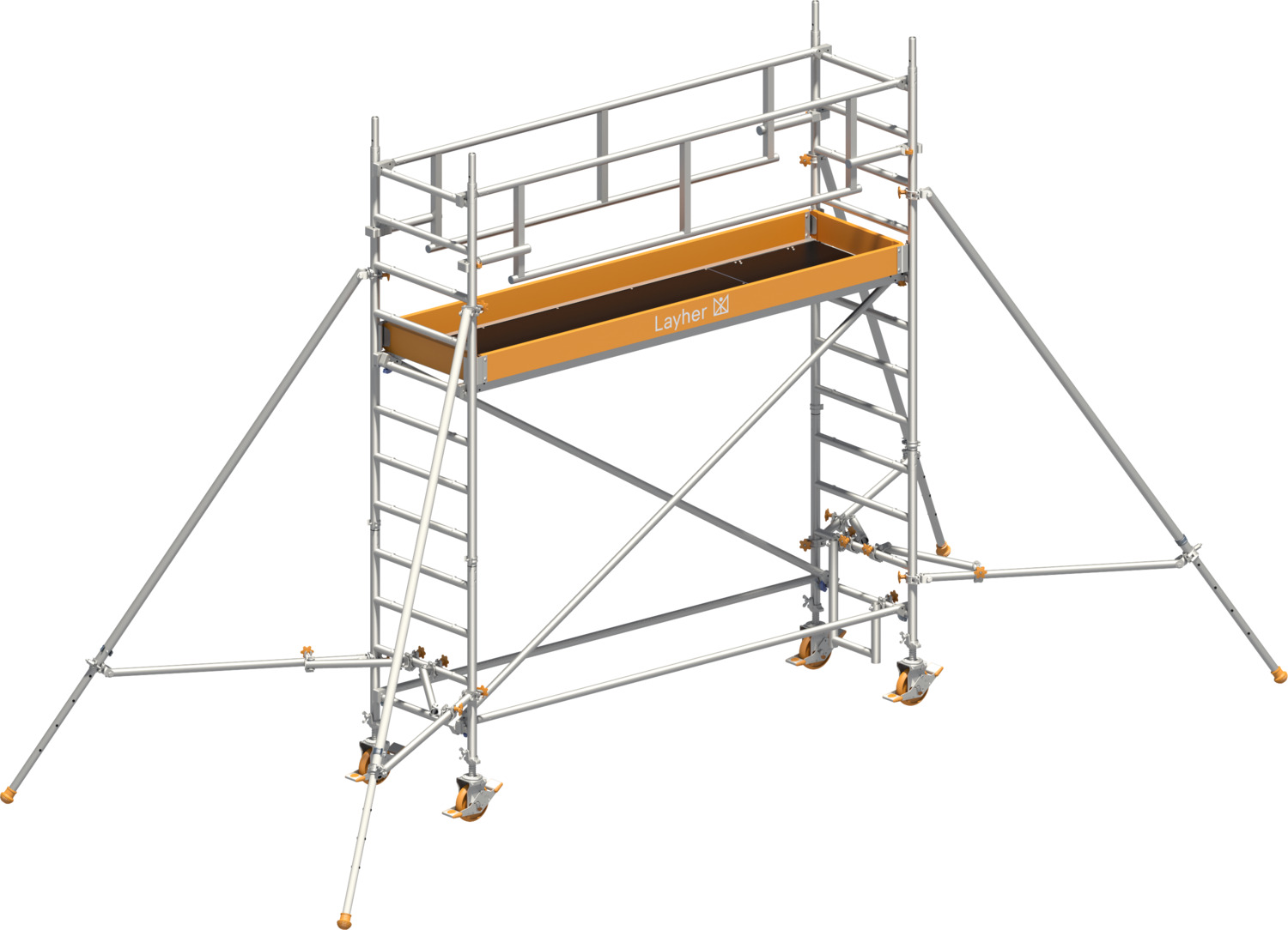 Layher Uni Standard P2 SAFETY PLUS mit Doppelgeländer und Gerüststützen Product picture